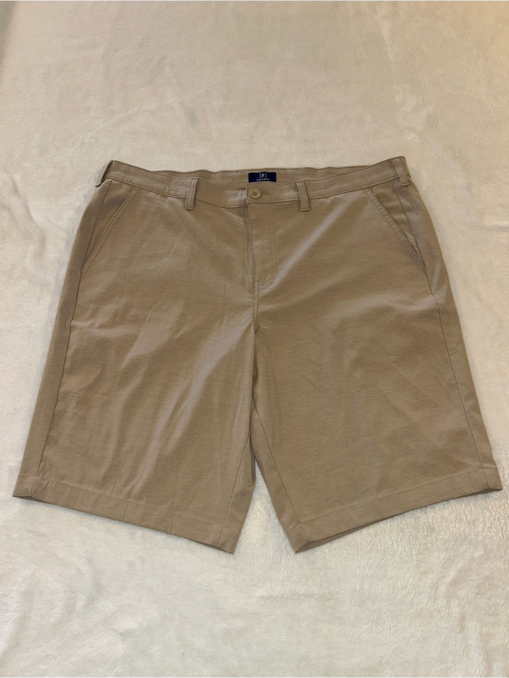 George Men's Performance Flat Front Short Beige With Pockets Size 38
